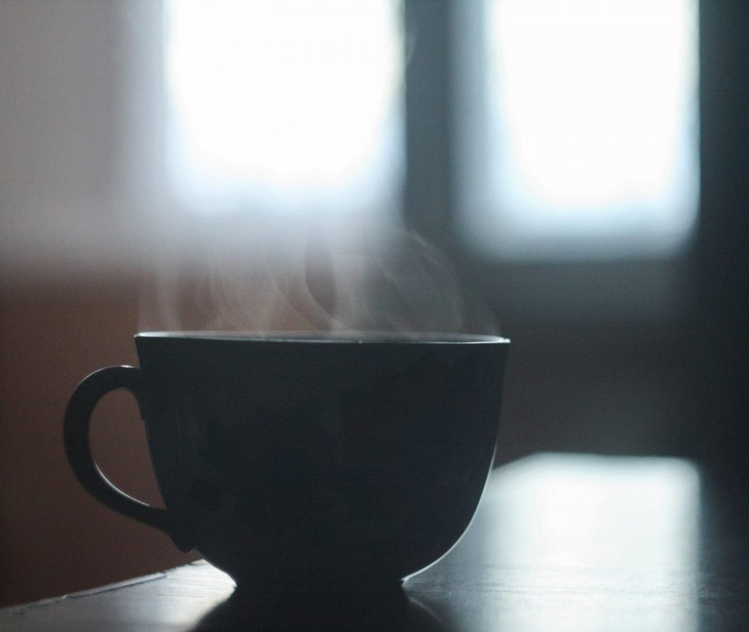 Close up of a cup of hot drink.