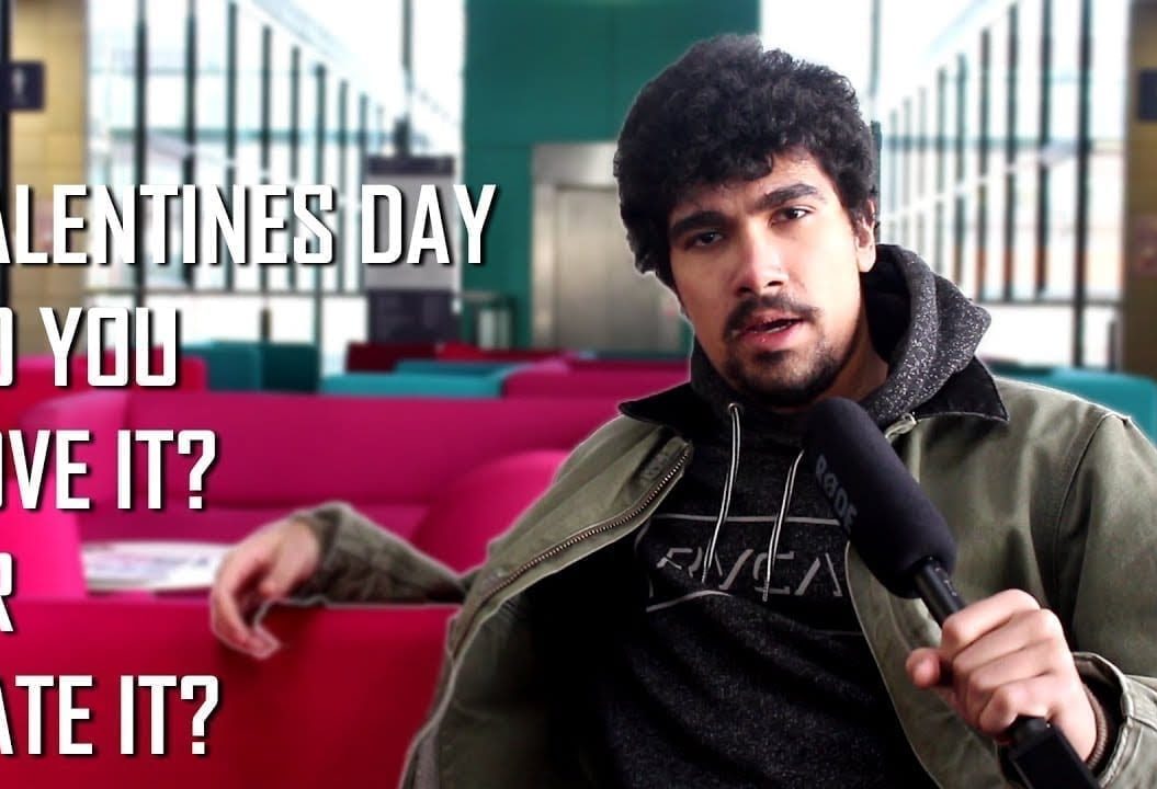 Thumbnail of boy looking confused, saying 'Valentine's Day do you love it?z or hate it?'