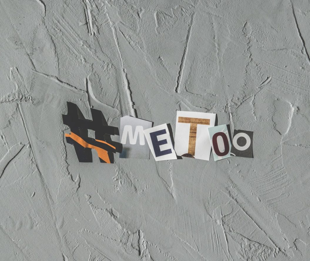 Cut out letters from magazines forms hashtag 'MeToo'