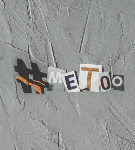 Cut out letters from magazines forms hashtag 'MeToo'