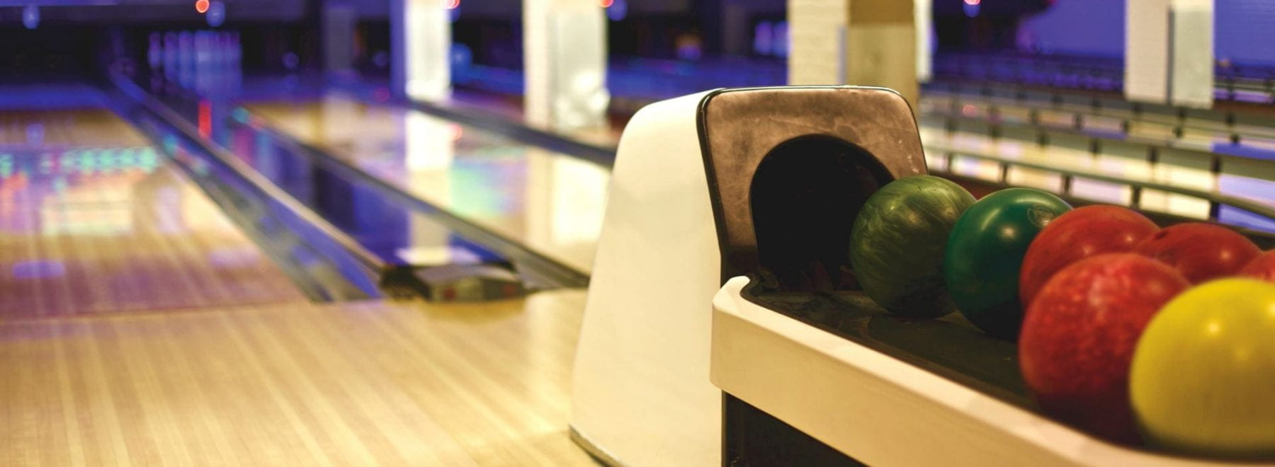 Bowling alley with bowling balls