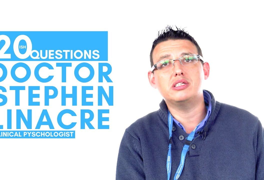 Thumbnail of a man. It reads: 20 questions with doctor stephen linacre
