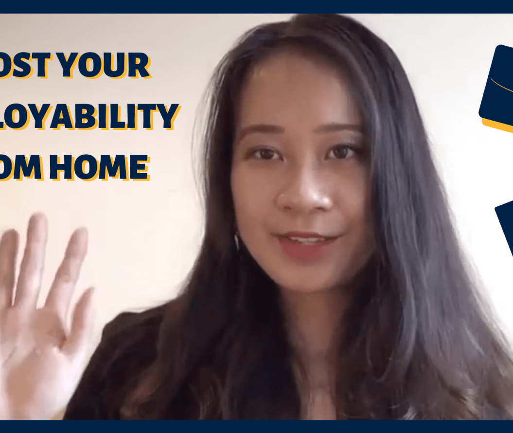 Thumbnail. Reads 'boost your employability from home' with woman smiling at camera
