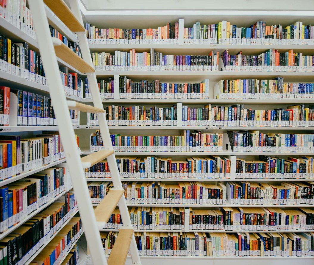 Shelves full of books in a library