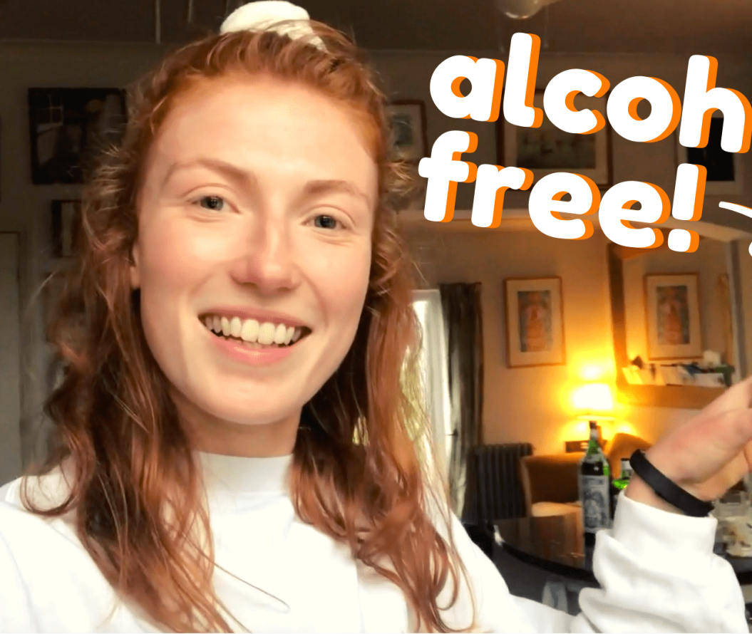 Thumbnail. Reads 'alcohol free!' pointing to a drink held in a girl's hand