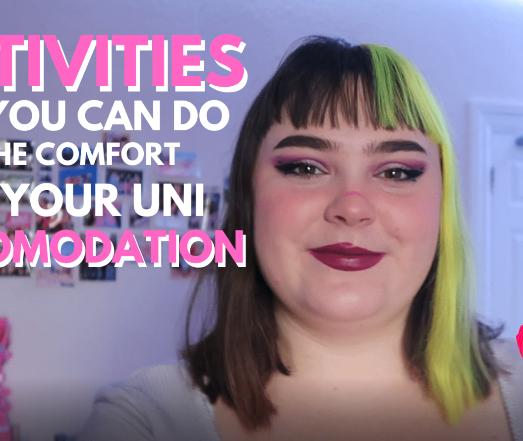 Lucy centre with 'Activities you can do from the comfort of your uni accommodation' text