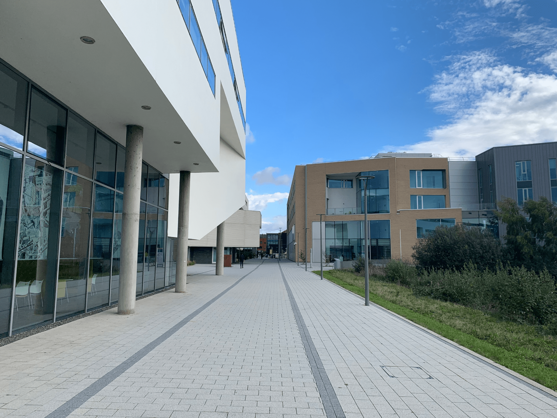 University of Lincoln Campus outside the Isaac Newton Building.