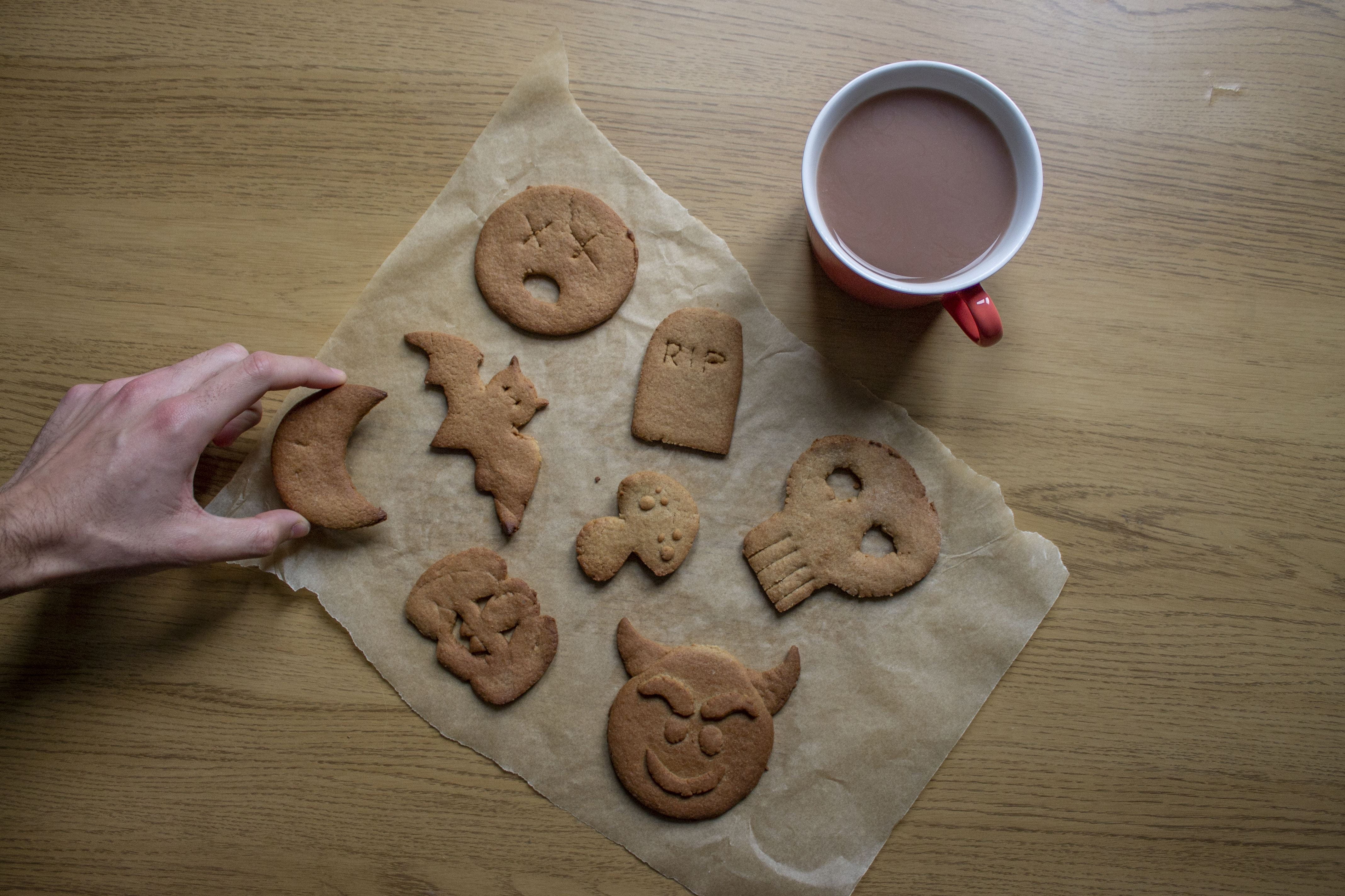 The finished cookies with a cup of tea