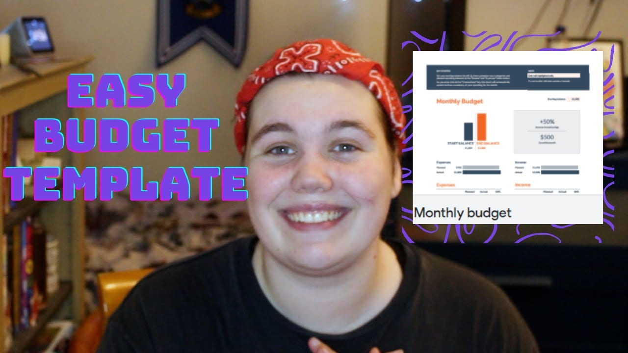 Malene centred with a screenshot of the monthly budgeting site and 'Easy Budget Template' text