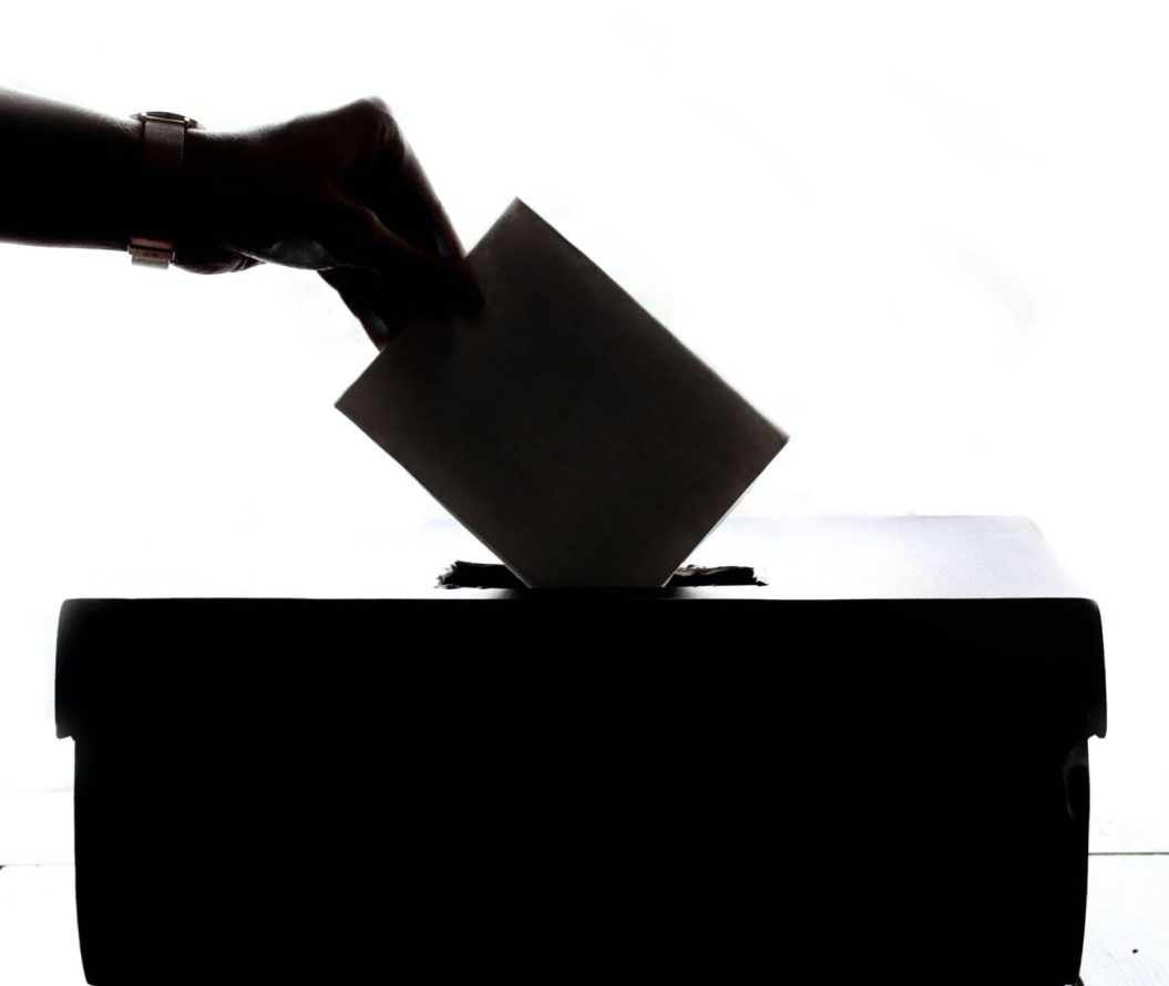 silhouette of a ballot box