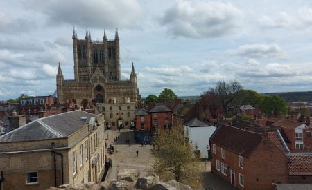 panoramic view of Lincoln with the cathedral ahead