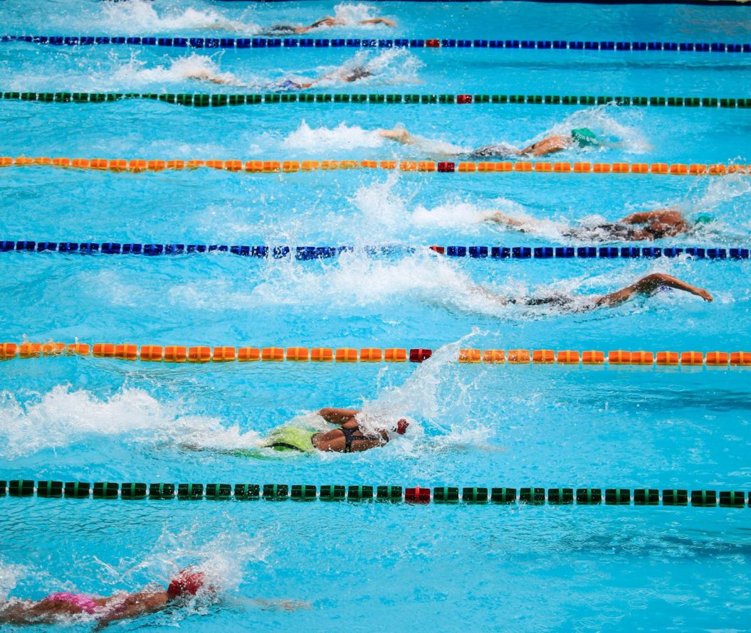 Swimmers taking part in a swimming competition