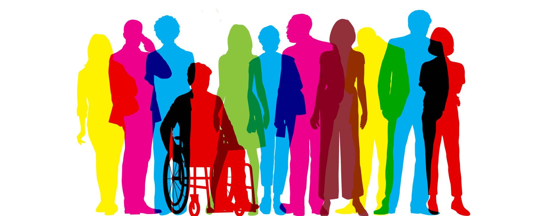 A rainbow silhouette of disabilities
