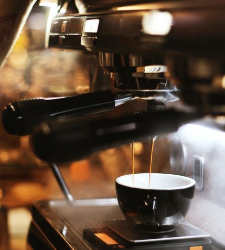 Coffee machine making coffee
