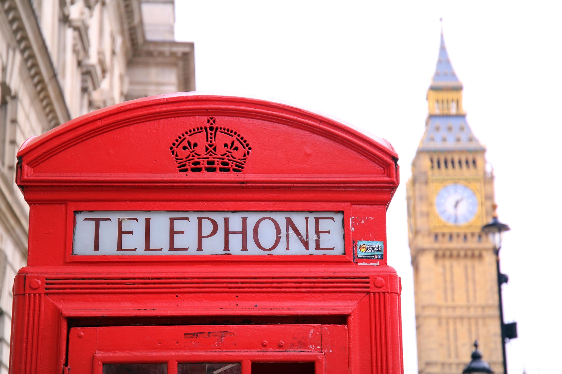 telephone sign with Big Ben in the background