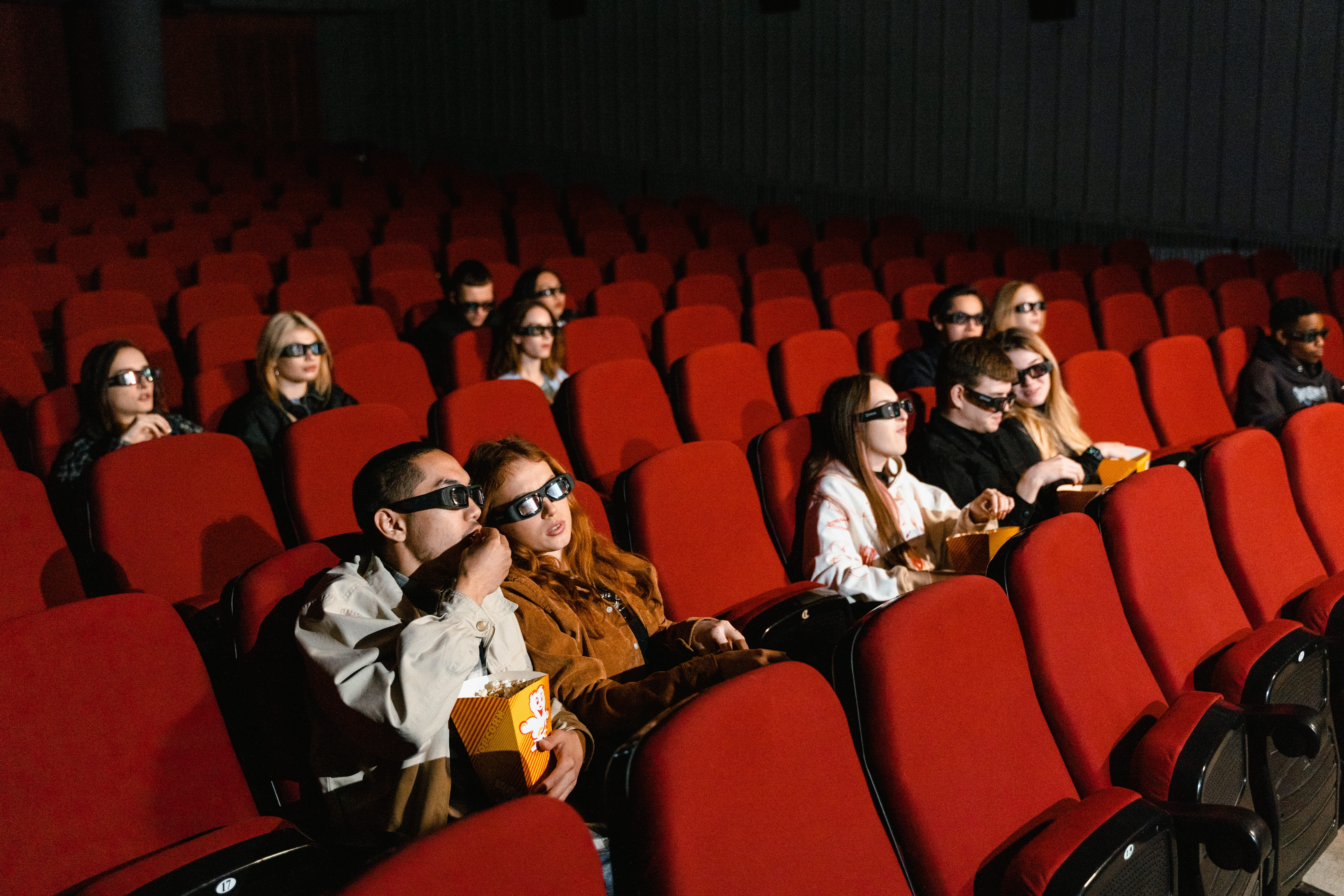 People watching a film in the cinema