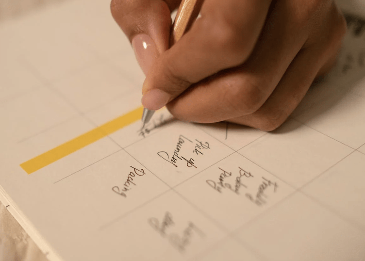 Writing on a calendar 