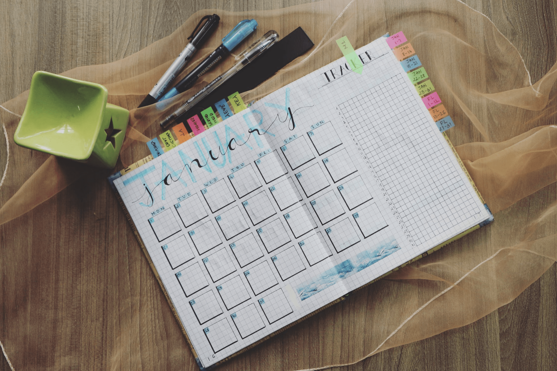 Planner with January month and dates
